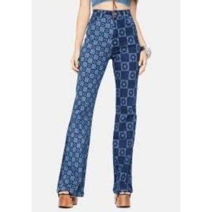 Jaded London Womens Skinny Flare High Waist Jeans Retro Floral Print Denim W30